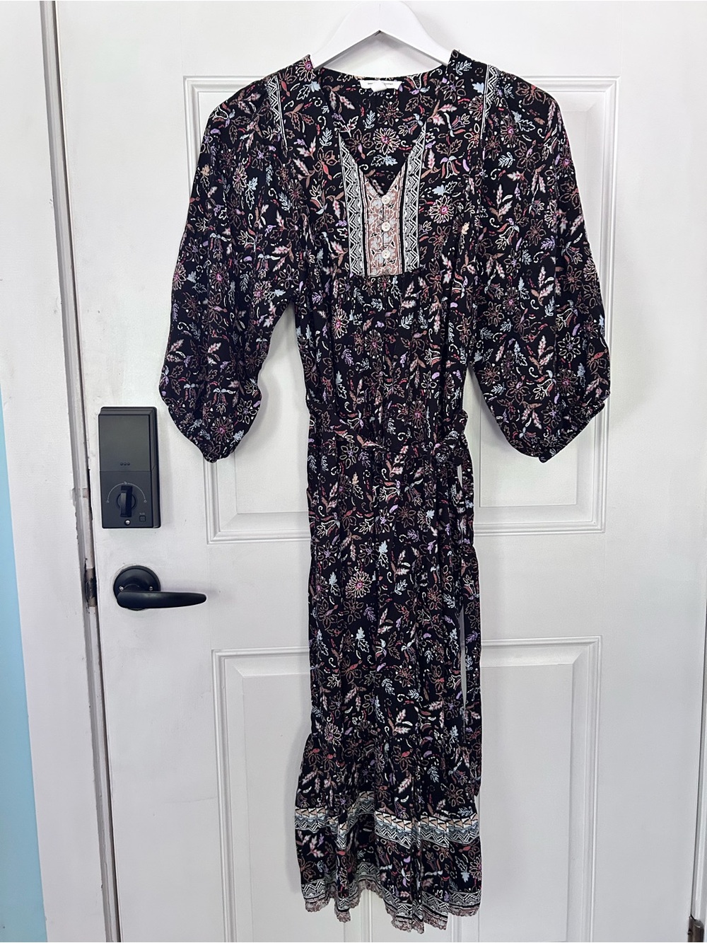 beachlunchlounge Black Floral Maxi Dress with Embroidered Yoke